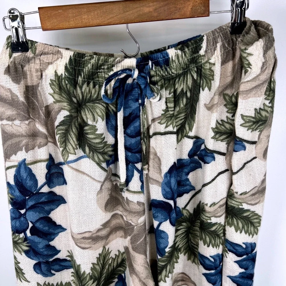 Fiting Image Vintage Tropical Leaf‎ Print Shorts Blue Green Plus Size 22/24 NEW